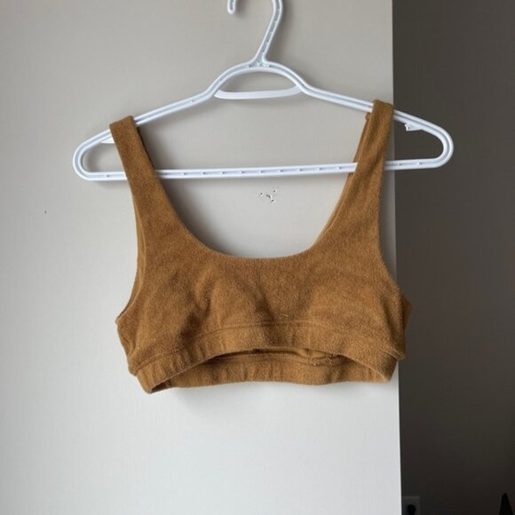 Aerie Offline Recharge Terry Sports Bra Size Small Brown - Picture 1 of 2